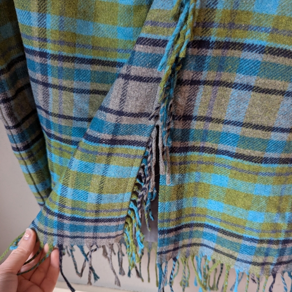 J. Jill Plaid Wool Blend Skirt in Blue and Green With Fringe 22 - Picture 2 of 8